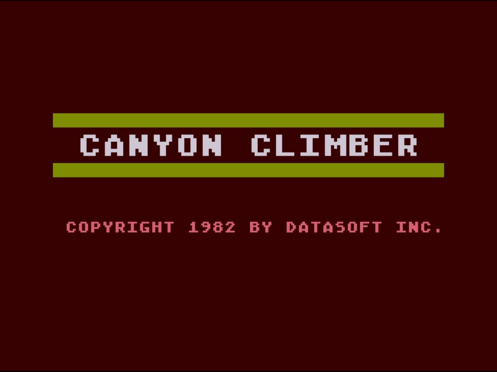Title Screen of Canyon Climber for Atari 8 Bit
